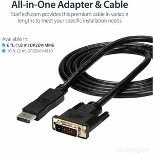 StarTech.com 10ft (3m) DisplayPort to DVI Cable, DisplayPort to DVI-D Adapter/Converter Cable, 1080p Video, DP 1.2 to DVI 