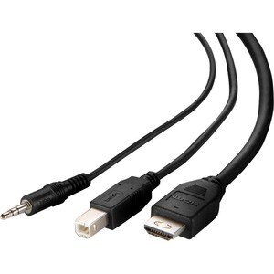 Belkin TAA DVI to HDMI/USB/AUD CBL, VID MM; USB A/B, 6' - 1.83 m DVI-I/HDMI/Mini-phone/USB KVM Cable for Keyboard, Mouse, 