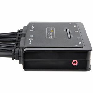 Switch KVM à 2 Ports avec Câble DisplayPort/4K60Hz, Commutateur KVM, Câbles Intégrés USB-A/DP/Audio de 1,5m, Alimenté par 