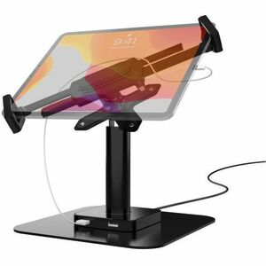CTA Digital Security Desk Mount with USB Ports and Cable Routing for 7.9-12.5 Tablets (Black) - 7.90" to 12.90" Screen Sup