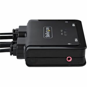2-Port Hybrid USB-C HDMI Kabel KVM-Switch, 4K 60Hz, Mini KVM mit 1,8m USB-A/HDMI/Audio & 1,2m USB-C int. Kabeln - 2 Comput
