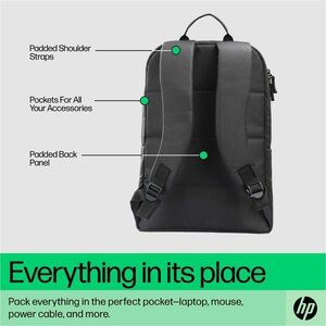 HP Carrying Case (Backpack) for 39.62 cm (15.60") HP Notebook - Black - Water Resistant - Fabric Body - Shoulder Strap