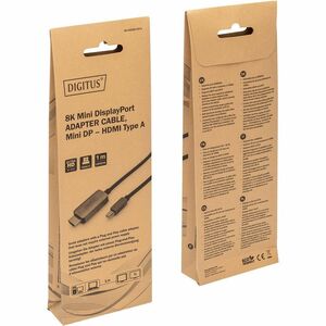 1M MINI DP TO HDMI ADAPTERCABLE 8K 60HZ. M/M ALU HOUSTING BLACK