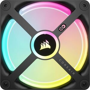 Corsair iCUE QX120 Cooling Fan - 3 x Fan(s) - 63.10 CFM Maximum Airflow - 2400 rpm - Magnetic Dome Bearing - RGB LED - Bla