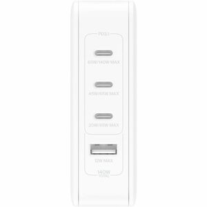 Belkin 140W Portable 4-Port GaN Wall Charger - 3xUSB-C, 1xUSB-A (140W Total) - Fast Charging - Power Adapter - White - 140