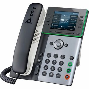 Poly Edge E300 IP Phone - Corded - Corded - Desktop - Black - TAA Compliant - VoIP - 2 x Network (RJ-45) - PoE Ports