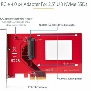StarTech.com U.3 (SFF-TA-1001) to PCIe 4.0 x4 Host Adapter for 2.5" U.3 NVMe SSDs