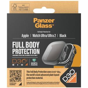 PanzerGlass D3O, Tempered Glass Screen Protector for Watch Ultra, Watch Ultra 2 - Black - For OLED Apple Watch - Drop Resi