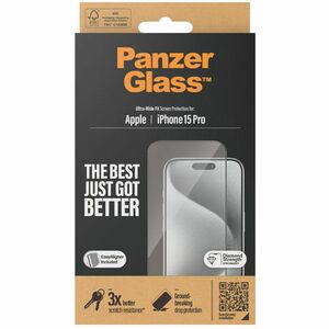 PanzerGlass Tempered Glass, Polyethylene Terephthalate (PET) Screen Protector iPhone 15 Pro - Transparent - 1 / Pack - For