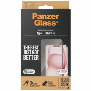 PanzerGlass Tempered Glass, Polyethylene Terephthalate (PET) Screen Protector iPhone 15 - Transparent - 1 / Pack - For 15.