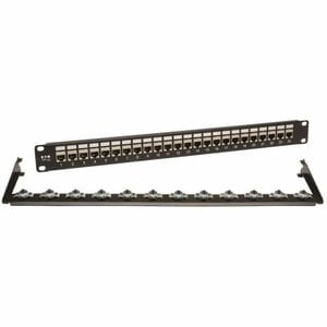 Tripp Lite series N254-024-SH 24 Port(s) Network Patch Panel - Black - TAA Compliant - 24 x RJ-45 - 24 x RJ-11 - 1U High -