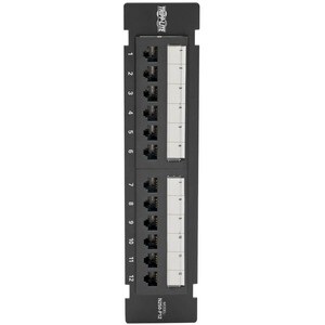 Tripp Lite series N250-P12 12 Port(s) Network Patch Panel - Black - TAA Compliant - 12 x RJ-45 - Wall Mountable