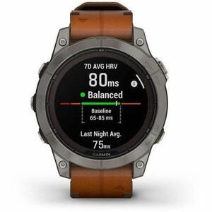 Garmin fēnix 7 Pro Smart Watch - Titanium Case Color - Chestnut Band Color - Titanium Body Material - Fiber Reinforced Pol