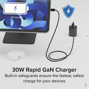 Plugable GaN USB C Charger Block, 30W Portable Charger, Foldable Prongs - PPS USBC Fast Charger for iPhone 14, iPad Pro, S