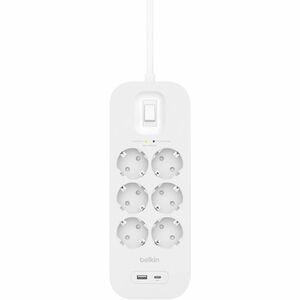 Belkin Connect Überspannungsschutz - 6 x Wechselstrom, 1 x USB Typ A, 1 x USB Typ C - 650 J - 2 m