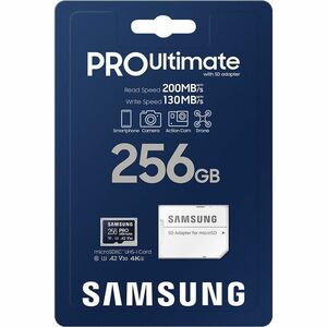 Samsung PRO Ultimate 256 GB Class 10/UHS-I (U3) V30 microSDXC - 1 Pack - 200 MB/s Read - 130 MB/s Write - 10 Year Warranty