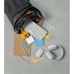 Logitech Pebble Keys 2 K380s Keyboard - Wireless Connectivity - USB Interface - Spanish - QWERTY Layout - Tonal White - Bl