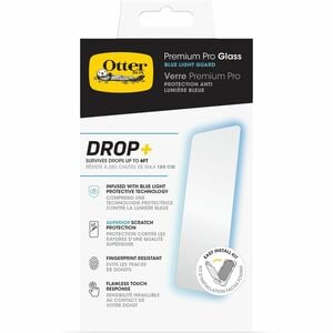 OtterBox iPhone 15 Premium Pro Glass Blue Light Antimicrobial Screen Protector Clear - For LCD Smartphone - Drop Resistant