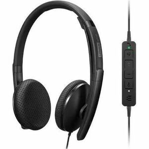 Lenovo Wired Over-the-head Stereo Headset - Black - Microsoft Teams Certification - Binaural - Ear-cup - 2.2 Kilo Ohm - 20