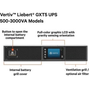 UPS online a doppia conversione Vertiv Liebert GXT5-750IRT2UXL - 750 VA/750 W - 2U Rack/torre - 8,50 Minuto Stand-by - 230