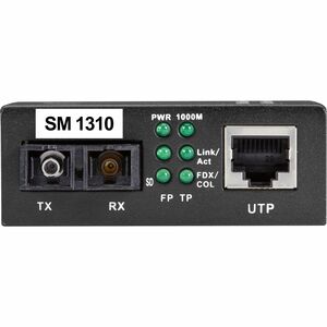 Black Box Pure Networking Transceiver/Media Converter - 1 x Network (RJ-45) - 1 x SC Ports - Single-mode - 1310 nm Fiber -