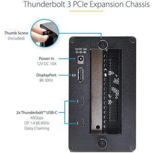 StarTech.com Thunderbolt 3 PCIe Expansion Chassis, Enclosure Box w/Dual PCI-E Slots, External PCIe Slots, 8K/4K Output Via