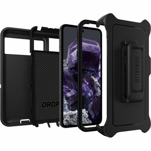 OtterBox Defender Carrying Case (Holster) Google Pixel 8 Smartphone - Black - Drop Resistant, Dirt Resistant, Scrape Resis