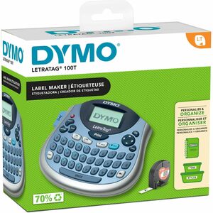Dymo LetraTag 100T Label Maker - 5 Font Size - Label - Battery - 4 Batteries Supported - AA - Blue - Handheld - Auto Power