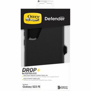 OtterBox Defender Carrying Case (Holster) Samsung Galaxy S23 FE Smartphone - Black - Dirt Resistant, Drop Resistant, Scrap