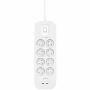 Belkin Connect Surge Suppressor/Protector - White - 8 x AC Power, 2 x USB Type C - 900 J - 2 m - Wall Mountable