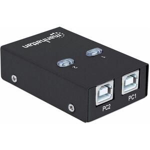 USB-A Automatic Sharing Switch, 2x USB-B Ports, 480 Mbps (USB 2.0), Dual Control (Auto-Sensing or Manual), Bus Powered, Hi