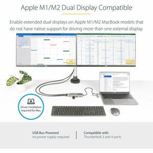 StarTech.com USB-C Multiport Adapter mit USB-C zu USB-A Dongle, USB C Docking Station 2x HDMI (4K/1080p), 3x USB-A 5Gbps, 