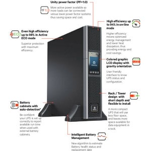 Vertiv Liebert GXT5 Double Online Conversion UPS - 1500VA/1500W| 230V| With Rackmount Kit| GXT5-1500IRT2UXL - 2U Rack/Towe