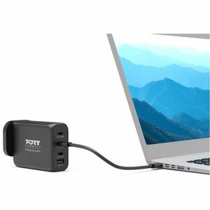 Port Connect 120 W AC Adapter - 1 USB - 3 USB Type-C - For Notebook - Europe - 2 m Cable - 120 V AC, 230 V AC Input - 5 V 