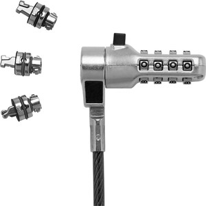 Dicota Cable Lock - 2 m Cable - Preset - 4-digit - Combination Lock - Black - Steel, Thermoplastic Rubber (TPR), Polyvinyl