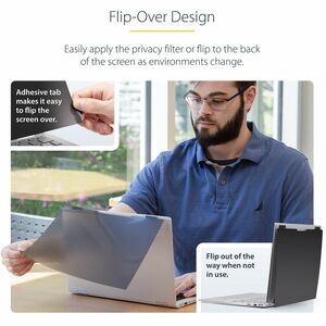 StarTech.com 14-inch 16:10 Flip-Over Privacy Screen w/Touch, Anti-Glare Privacy Filter, Laptop Monitor Screen Protector, B