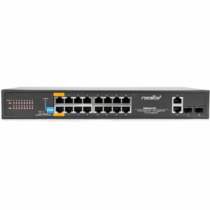 Rocstor SolidConnect SC20 20-Port Switch, 16-Port PoE+ Gigabit Unmanaged Ethernet Port, 2x Gigabit RJ45 & 2× SFP Uplink - 