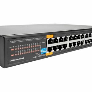 Rocstor SolidConnect SC28 28 Port Switch, 24-Port PoE+ Gigabit Unmanaged Ethernet Port, 2x Gigabit RJ45 & 2× SFP uplink - 