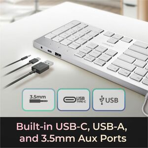 Adesso EasyTouch 730UW USB-C Multi OS Scissor Switch Keyboard With CoPilot AI Hotkey And USB-C, USB-A, 3.5mm Aux Ports - C