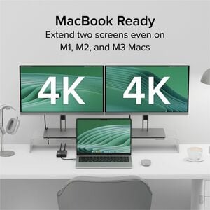 Plugable USB C to HDMI Adapter, Dual Monitor 4K 60Hz for Apple Mac M1/M2/M3 - DisplayLink Multiple Displays for Thunderbol