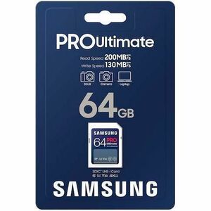 Samsung PRO Ultimate 64 GB Class 10/UHS-I (U3) V30 SDXC - 1 Pack - 200 MB/s Read - 130 MB/s Write - 10 Year Warranty