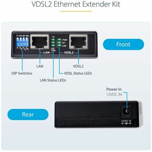 StarTech.com VDSL2 Ethernet Extender Kit over Single Pair Wire, Up to 0.6mi (1km) LAN Repeater over RJ11/CAT5e/CAT6, Repla