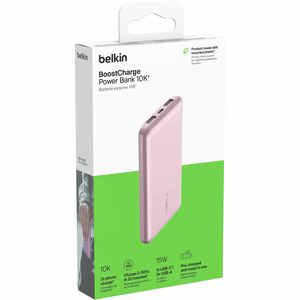 Belkin BoostCharge Power Bank - Pink - For iPhone - 10000 mAh - Pink