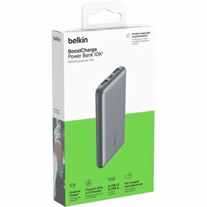Belkin BoostCharge Power Bank - Space Gray - For iPhone - 2 x Type-A 15W, 1 x Type-C 15W - 10000 mAh - 15 W - 3 x USB - Sp