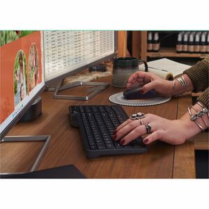 HP 475 Keyboard - Wireless Connectivity - USB Type A Interface - Jet Black - Plunger Keyswitch - Bluetooth/RF - 5.3 - 10 m