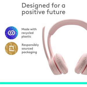 Logitech Zone 300 Wireless Bluetooth Headset With Noise-Canceling Microphone, Rose - Stereo - Wireless - Bluetooth - 98.4 