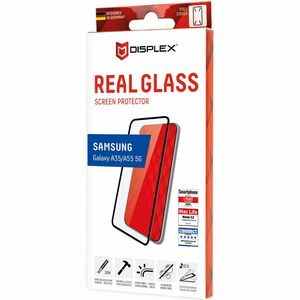 Displex 10H Gehärtetes Glas, Glas, Verstärktes Glas Displayschutz für Galaxy A55 5G - Transparent, Schwarz - 1 - für AMOLE