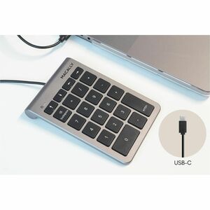 Macally Keypad - Cable Connectivity - USB Type C Interface - 22 Key(s) - Mac OS X 10.6 Snow Leopard, Windows 7, Windows 8,