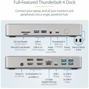 StarTech.com Thunderbolt 4 Docking Station für Smartphone, Lautsprecher, Headset, Monitor, Tablet, Notebook - Ladefunktion