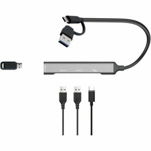 i-tec USB Hub - USB Type C, USB Type A - 640 MB/s - Notebook, Tablet, Smartphone, Keyboard, Mouse, Flash Drive - Grey - 4 